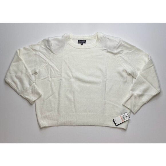 Danielle Bernstein Sweater Top  White Stretchy‎ Cozy Crewneck 2X  NEW - Picture 1 of 8
